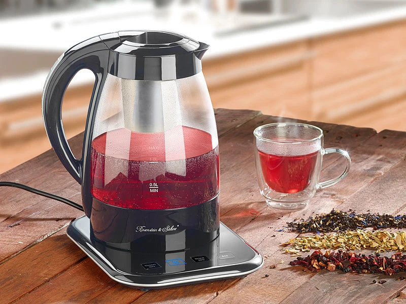 Rosenstein & Söhne Teeautomat:Vollautomatischer Wasserkocher Und Teebereiter WSK-500.tmp, 1,2 L 3 Rosenstein & Söhne Teeautomat:Vollautomatischer Wasserkocher Und Teebereiter WSK-500.tmp, 1,2 L