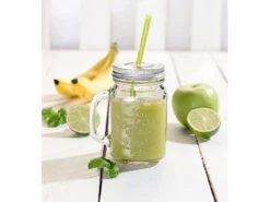 PEARL Getränkespender Glas:4-teiliges Set Aus Getränkespender Und 3 Trinkgläser Im Retrolook -Einrichtungsgeschäft nc2407 2 1