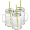 PEARL Retro Gläser:3er-Set Retro-Trinkgläser Mit Henkel, Deckel Und Trinkhalm -Einrichtungsgeschäft nc2407 5