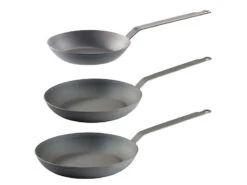 TS Stahlpfannen:Kaltgeschmiedete Bratpfannen Mit Ø 20, 24 Cm Und 28 Cm, 3er-Set