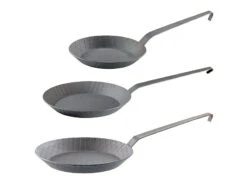 TS Schmiedepfannen:3er-Set Kaltgeschmiedete Bratpfannen, Rauten-Prägung, Ø 20, 24 & 28 Cm