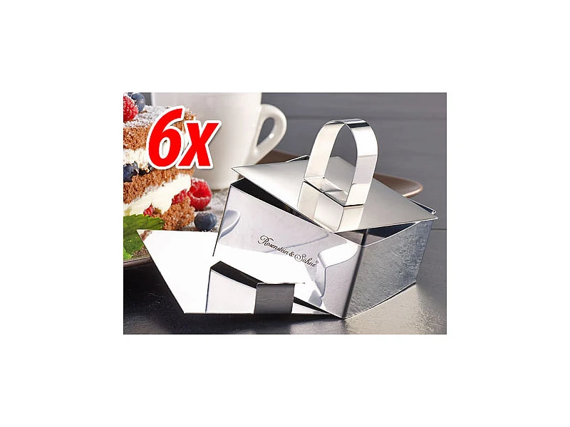 Rosenstein & Söhne Dessert Speiseringe:6er-Set: Speisering, Eckig, Mit Heber Und Stampfer 4 Rosenstein & Söhne Dessert Speiseringe:6er-Set: Speisering, Eckig, Mit Heber Und Stampfer – Bild 2