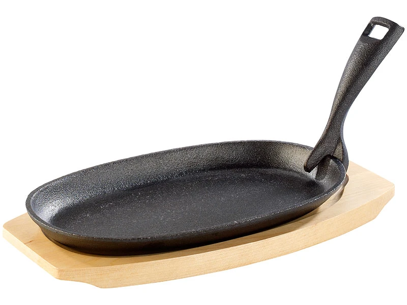 TS Gusspfannen:2 Profi-Servierpfannen, Gusseisen, Mit Untersetzer, 24x14x2,2 Cm, 820g 4 TS Gusspfannen:2 Profi-Servierpfannen, Gusseisen, Mit Untersetzer, 24x14x2,2 Cm, 820g – Bild 2