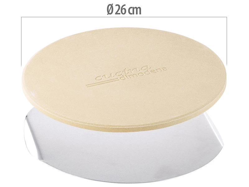 Cucina Di Modena Backstein:Runder Pizzastein Mit Aluminium-Servierblech, Ø 26 Cm 3 Cucina Di Modena Backstein:Runder Pizzastein Mit Aluminium-Servierblech, Ø 26 Cm