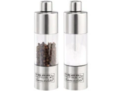 Rosenstein & Söhne Manuelle Pfeffermühle:Salz- & Pfeffermühle Aus Edelstahl, 2er-Set