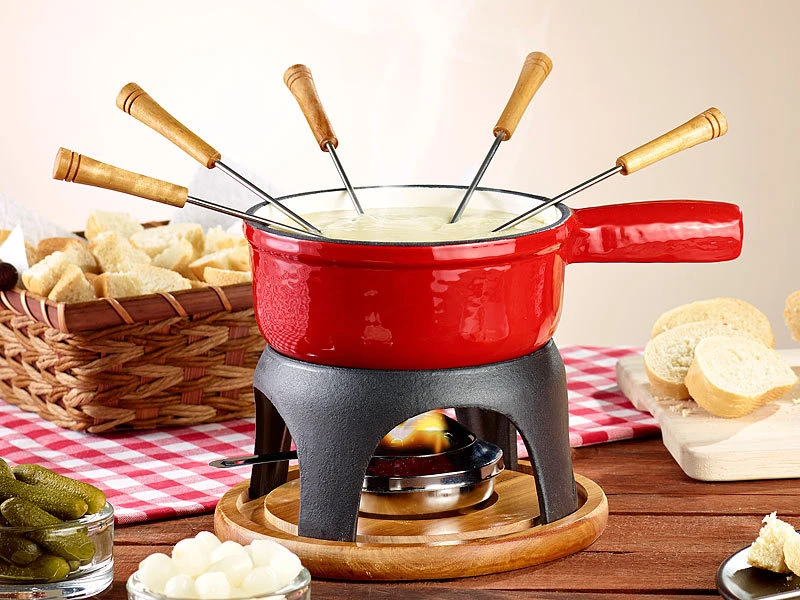 Rosenstein & Söhne Rechaud:Käsefondue-Set Aus Emailliertem Gusseisen, Ø16 Cm 4 Rosenstein & Söhne Rechaud:Käsefondue-Set Aus Emailliertem Gusseisen, Ø16 Cm – Bild 2