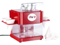 Rosenstein & Söhne Shaved Ice Maschine:Shaved-Ice-Maker Mit 4 Kunststoff-Eisbechern, 4 Servierhalter, 90 Watt -Einrichtungsgeschäft nc3614 0