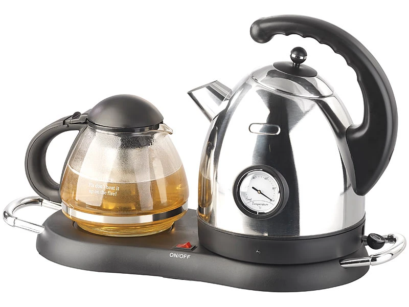 Rosenstein & Söhne Wasserkocher Station:Edelstahl-Wasserkocher Mit Teekanne Und Stövchen (Versandrückläufer) 5 Rosenstein & Söhne Wasserkocher Station:Edelstahl-Wasserkocher Mit Teekanne Und Stövchen (Versandrückläufer) – Bild 3