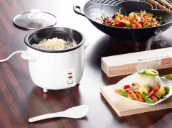 Rosenstein & Söhne Multikocher:Reiskocher Mit Dampfgar-Einsatz & Warmhaltefunktion, 1 L, 400 Watt -Einrichtungsgeschäft nc3680 1