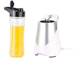 Rosenstein & Söhne Smoothiemixer:2in1-Standmixer Inklusive Smoothie-Mix-Trinkbecher, 300 Watt, 600 Ml