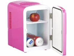 Rosenstein & Söhne Dosenkühlschrank:Mini-Kühlschrank AC/DC, 12/230V 4l, Mit Warmhalte-Funktion, Pink -Einrichtungsgeschäft nc3730 2