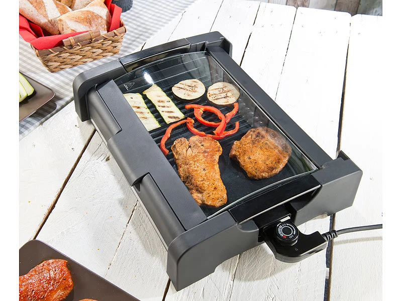 Rosenstein & Söhne Tischgrill Mit Deckel:Tischgrill Mit Glasdeckel, Keramik-beschichtete Grillplatte, 1.650 W 14 Rosenstein & Söhne Tischgrill Mit Deckel:Tischgrill Mit Glasdeckel, Keramik-beschichtete Grillplatte, 1.650 W – Bild 12