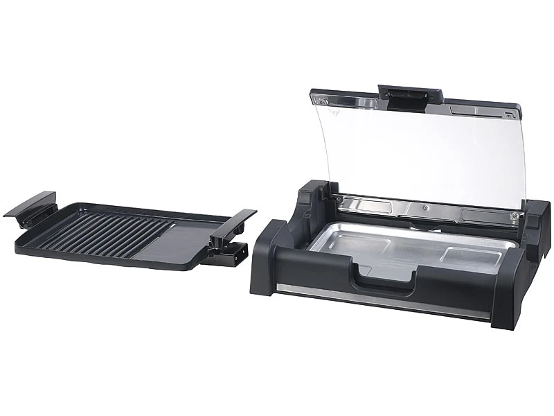 Rosenstein & Söhne Tischgrill Mit Deckel:Tischgrill Mit Glasdeckel, Keramik-beschichtete Grillplatte, 1.650 W 7 Rosenstein & Söhne Tischgrill Mit Deckel:Tischgrill Mit Glasdeckel, Keramik-beschichtete Grillplatte, 1.650 W – Bild 5