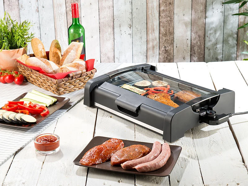 Rosenstein & Söhne Tischgrill Mit Deckel:Tischgrill Mit Glasdeckel, Keramik-beschichtete Grillplatte, 1.650 W 13 Rosenstein & Söhne Tischgrill Mit Deckel:Tischgrill Mit Glasdeckel, Keramik-beschichtete Grillplatte, 1.650 W – Bild 11