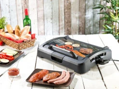 Rosenstein & Söhne Elektrogrill:XL-Tischgrill M. Glasdeckel, Keramik-beschichtete Grillplatte, 2.200 W -Einrichtungsgeschäft nc5918 9