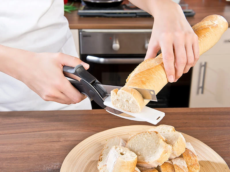 Rosenstein & Söhne Kräuterschere:4er-Set 2in1-Küchenschneider-Scheren Mit Messer Und Schneidebrett 6 Rosenstein & Söhne Kräuterschere:4er-Set 2in1-Küchenschneider-Scheren Mit Messer Und Schneidebrett – Bild 4