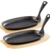 TS Gusspfannen:2 Profi-Servierpfannen, Gusseisen, Mit Untersetzer, 24x14x2,2 Cm, 820g -Einrichtungsgeschäft nc7460 0