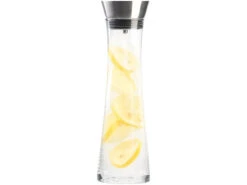 Cucina Di Modena Wasserkaraffe:Formschöne Glaskaraffe Mit Integriertem Sieb, Abnehmbarer Deckel, 1,3l