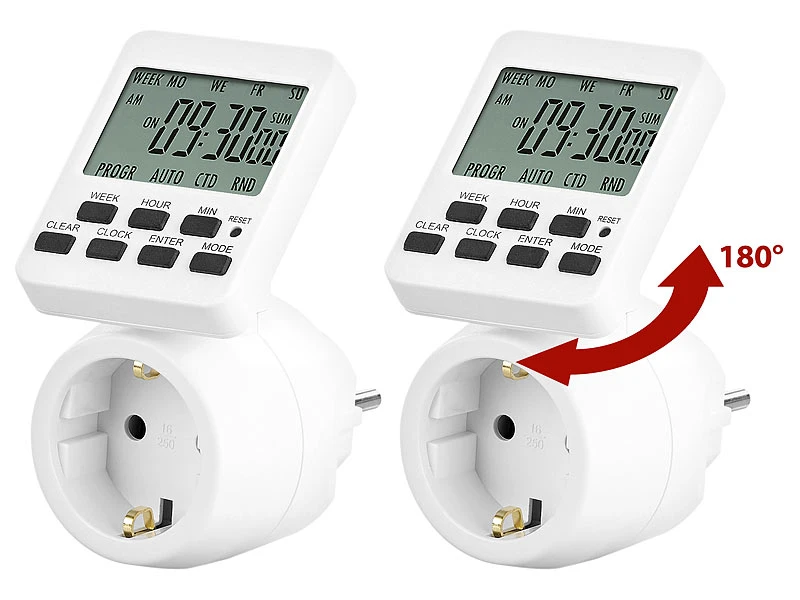 Revolt Steckdose Mit Timer:2er-Set Digitale Zeitschaltuhren Mit 180° Rotierbarem LCD-Display 3 Revolt Steckdose Mit Timer:2er-Set Digitale Zeitschaltuhren Mit 180° Rotierbarem LCD-Display