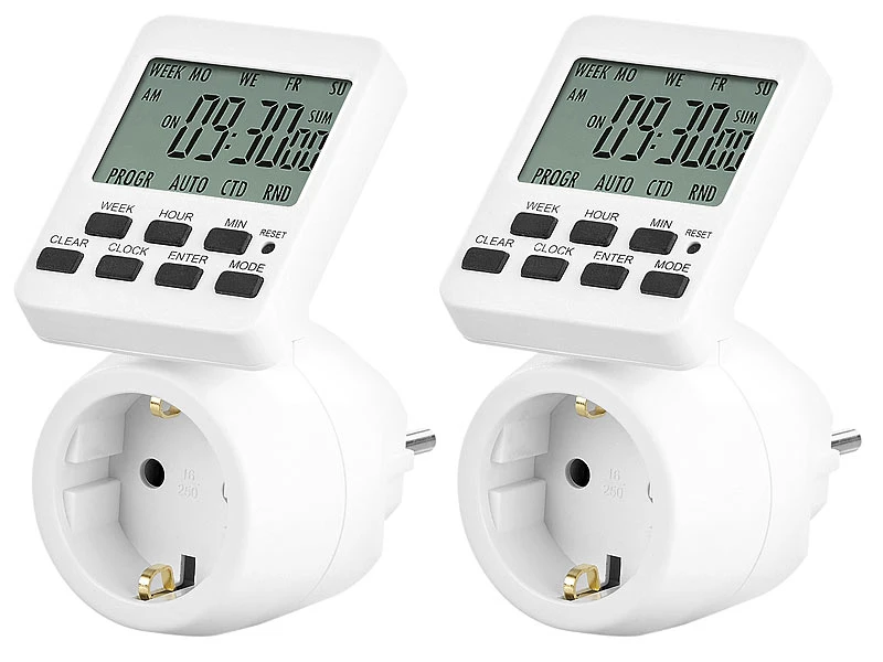 Revolt Steckdose Mit Timer:2er-Set Digitale Zeitschaltuhren Mit 180° Rotierbarem LCD-Display 4 Revolt Steckdose Mit Timer:2er-Set Digitale Zeitschaltuhren Mit 180° Rotierbarem LCD-Display – Bild 2