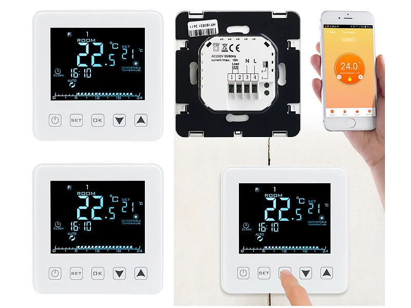 Revolt Elesion Thermostat:2er-Set WLAN-Thermostate Für Fußbodenheizungen, Für Siri, Alexa & GA 4 Revolt Elesion Thermostat:2er-Set WLAN-Thermostate Für Fußbodenheizungen, Für Siri, Alexa & GA – Bild 2
