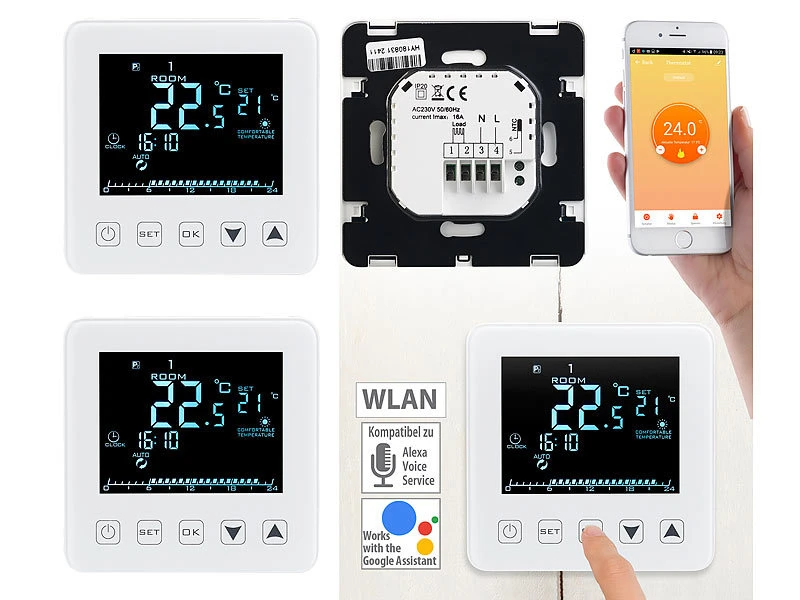 Revolt Elesion Thermostat:2er-Set WLAN-Thermostate Für Fußbodenheizungen, Für Siri, Alexa & GA 3 Revolt Elesion Thermostat:2er-Set WLAN-Thermostate Für Fußbodenheizungen, Für Siri, Alexa & GA