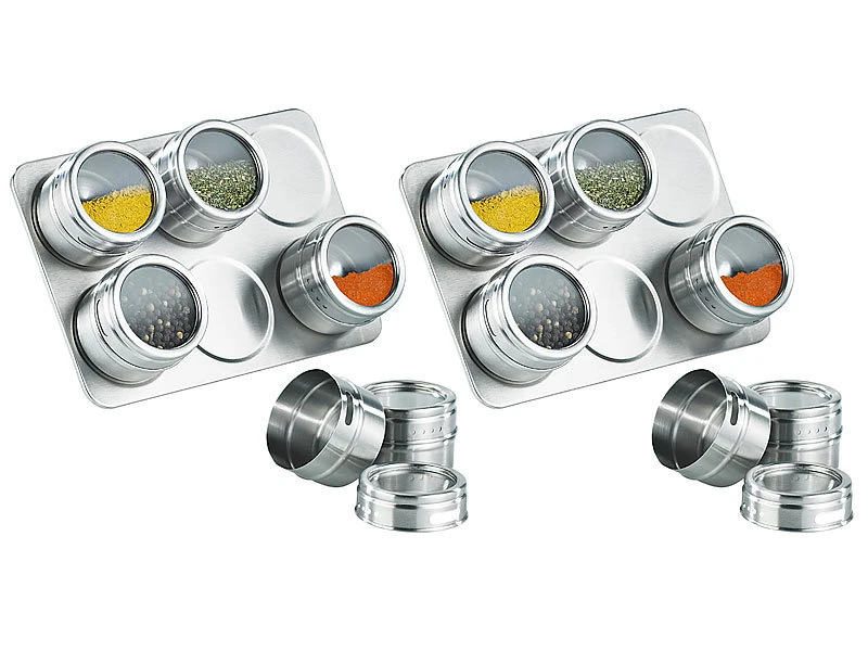 Rosenstein & Söhne Gewürz Regal:2er-Set Magnetisches Gewürzboard Mit 6 Gewürzstreuern 3 Rosenstein & Söhne Gewürz Regal:2er-Set Magnetisches Gewürzboard Mit 6 Gewürzstreuern