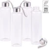 PEARL Glastrinkflasche:4er-Set Trinkflaschen Aus Borosilikat-Glas, 550 Ml, Spülmaschinenfest