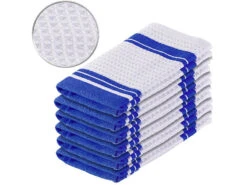 PEARL Küchenhandtücher:6er-Set Mikrofaser-Küchentücher Z. Trocknen & Polieren, 3D-Waffelpiqué