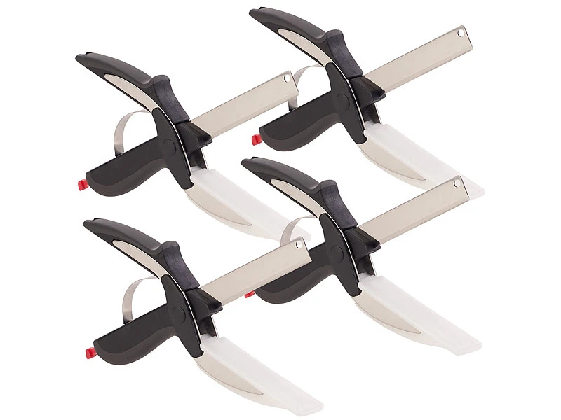 Rosenstein & Söhne Kräuterschere:4er-Set 2in1-Küchenschneider-Scheren Mit Messer Und Schneidebrett 4 Rosenstein & Söhne Kräuterschere:4er-Set 2in1-Küchenschneider-Scheren Mit Messer Und Schneidebrett – Bild 2