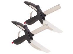 Rosenstein & Söhne Gemüseschere:2er Pack 2in1-Küchenschneider-Schere Mit Messer Und Int -Einrichtungsgeschäft nc9668 14