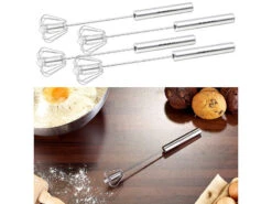 PEARL Automatik Schneebesen:4er-Set Multi-Quirls Mit Drehautomatik, Edelstahl, 25cm