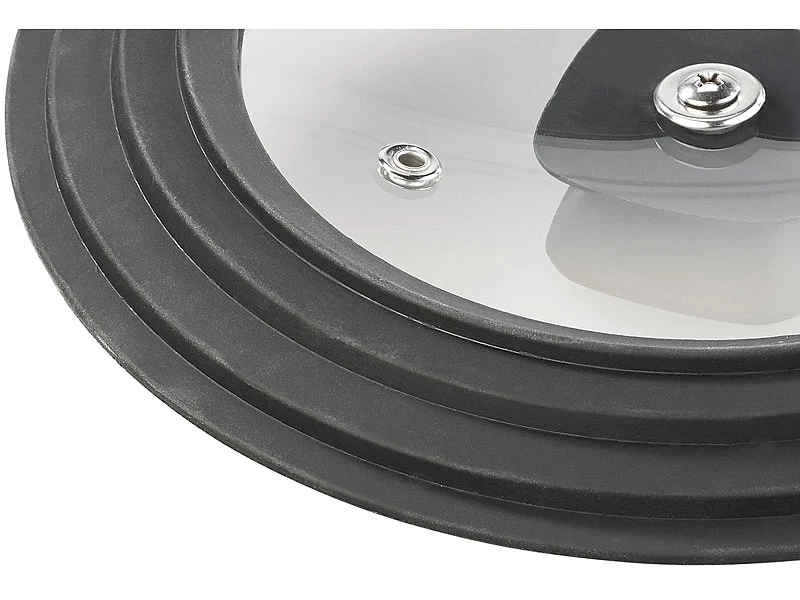 Rosenstein & Söhne Pfannendeckel:3er-Set Universal-Silikonrand-Glasdeckel Für Ø 16 - 28 Cm 11 Rosenstein & Söhne Pfannendeckel:3er-Set Universal-Silikonrand-Glasdeckel Für Ø 16 - 28 Cm – Bild 9