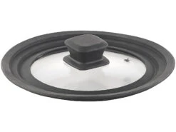 Rosenstein & Söhne Topfdeckel:2er-Set Universal-Glasdeckel Mit Silikonrand (16 - 20 Cm)