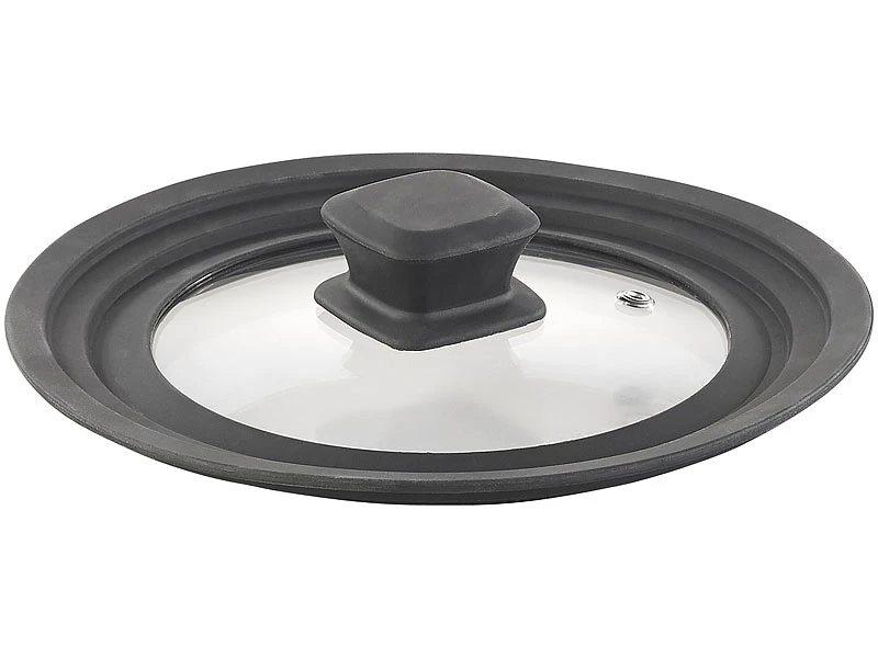 Rosenstein & Söhne Pfannendeckel:3er-Set Universal-Silikonrand-Glasdeckel Für Ø 16 - 28 Cm 8 Rosenstein & Söhne Pfannendeckel:3er-Set Universal-Silikonrand-Glasdeckel Für Ø 16 - 28 Cm – Bild 6