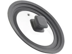 Rosenstein & Söhne Topfdeckel Silikon:Universal-Silikonrand-Glasdeckel Für Töpfe & Pfannen Mit Ø 16 - 20 Cm