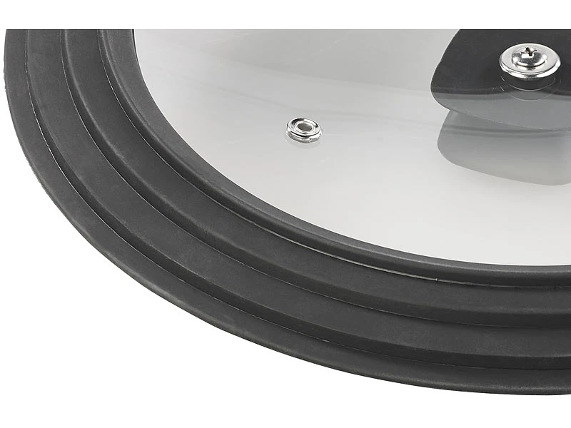 Rosenstein & Söhne Pfannendeckel Universal:Universal-Silikonrand-Glasdeckel Für Töpfe & Pfannen Mit Ø 24 - 28 Cm 5 Rosenstein & Söhne Pfannendeckel Universal:Universal-Silikonrand-Glasdeckel Für Töpfe & Pfannen Mit Ø 24 - 28 Cm – Bild 3