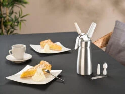 Rosenstein & Söhne Sahnesiphon:Sahnespender Für Schlagsahne, Cremes Und Soßen, 250 Ml, 3 Aufsätze -Einrichtungsgeschäft nx1360 8