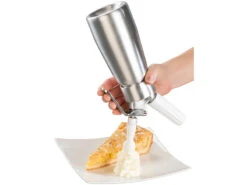 Rosenstein & Söhne Sahnesiphon:Sahnespender Für Schlagsahne, Cremes Und Soßen, 250 Ml, 3 Aufsätze -Einrichtungsgeschäft nx1360 9