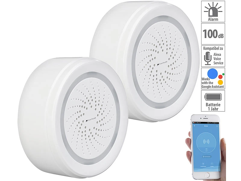 VisorTech Elesion Sirene:2er-Set Alarm-Sirene Mit WLAN & App, Komp. Zu Alexa & Google Assistant 3 VisorTech Elesion Sirene:2er-Set Alarm-Sirene Mit WLAN & App, Komp. Zu Alexa & Google Assistant
