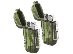 PEARL Akku-USB-Feuerzeuge:2er-Set Elektron. Feuerzeug Mit Doppeltem Lichtbogen, Akku, IP56, Grün -Einrichtungsgeschäft nx1432 8