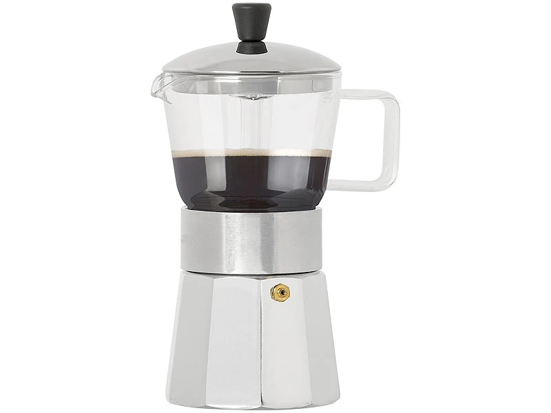 Cucina Di Modena Espressobereiter:Design-Espressokocher, Kanne Aus Borosilikat-Glas, 300 Ml, 6 Tassen 4 Cucina Di Modena Espressobereiter:Design-Espressokocher, Kanne Aus Borosilikat-Glas, 300 Ml, 6 Tassen – Bild 2
