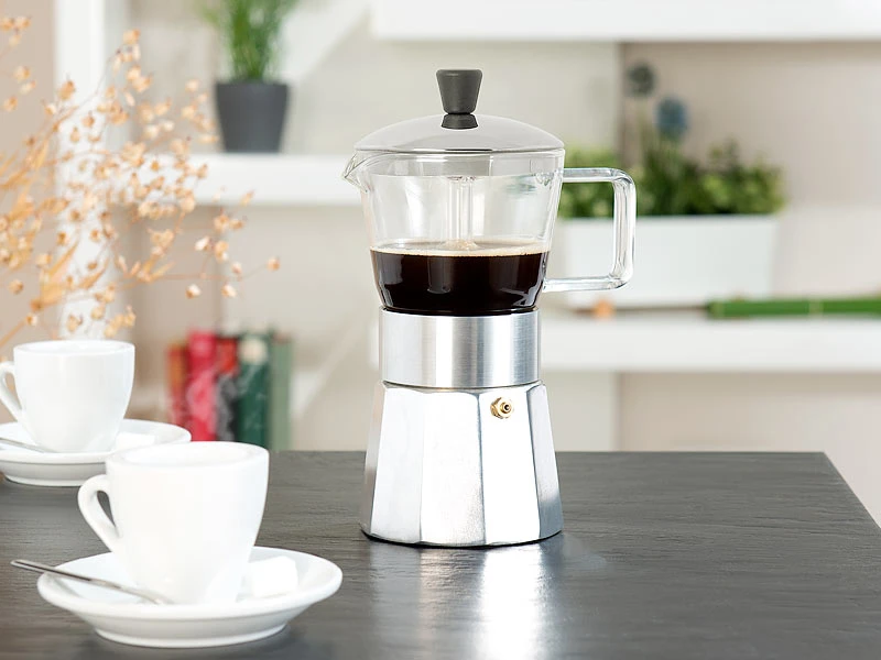 Cucina Di Modena Espressobereiter:Design-Espressokocher, Kanne Aus Borosilikat-Glas, 300 Ml, 6 Tassen 8 Cucina Di Modena Espressobereiter:Design-Espressokocher, Kanne Aus Borosilikat-Glas, 300 Ml, 6 Tassen – Bild 6