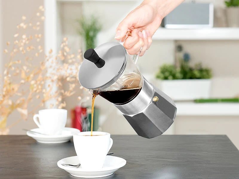 Cucina Di Modena Espressobereiter:Design-Espressokocher, Kanne Aus Borosilikat-Glas, 300 Ml, 6 Tassen 9 Cucina Di Modena Espressobereiter:Design-Espressokocher, Kanne Aus Borosilikat-Glas, 300 Ml, 6 Tassen – Bild 7