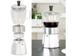 Cucina Di Modena Espressobereiter:Design-Espressokocher, Kanne Aus Borosilikat-Glas, 300 Ml, 6 Tassen