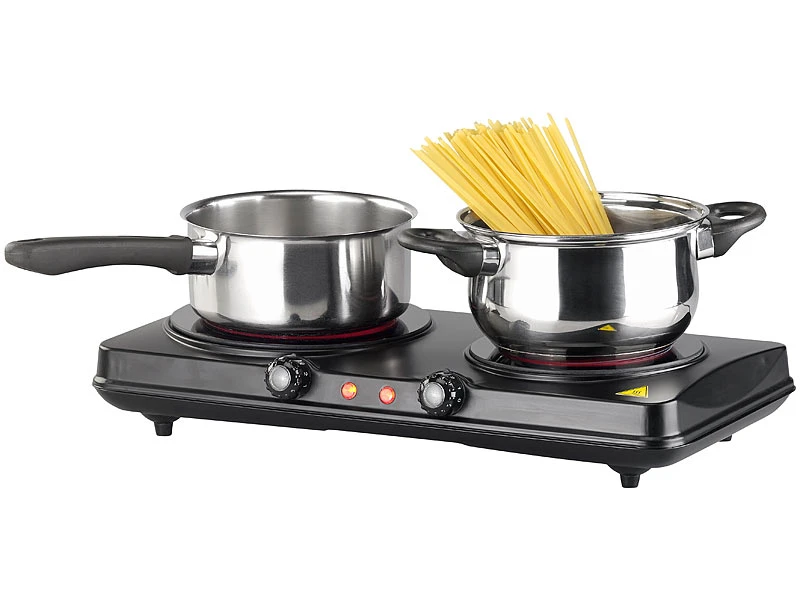 Rosenstein & Söhne Doppelkochfeld:Glaskeramik-Doppel-Kochfeld, Infrarot-Wärme, 2.000 W, Ø 16,4 & 18,8 Cm 3 Rosenstein & Söhne Doppelkochfeld:Glaskeramik-Doppel-Kochfeld, Infrarot-Wärme, 2.000 W, Ø 16,4 & 18,8 Cm