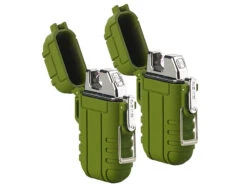 PEARL USB Feuerzeug:2er-Set Elektronisches Feuerzeug Mit Doppeltem Lichtbogen, IP56, Oliv -Einrichtungsgeschäft nx1449 8