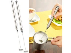 Rosenstein & Söhne Milchaufschäumer Camping:2 Milchaufschäumer-Sticks Mit Edelstahl-Gehäuse, Spiralquirl, Ø 24 Mm