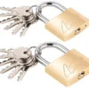 AGT Outdoor Vorhängeschloss:2er-Set Vorhängeschlösser Aus Messing, 48 Mm, 12 Schlüssel -Einrichtungsgeschäft nx1562 3