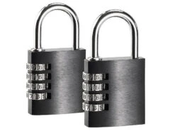 PEARL Vorhängezahlenschloss:2er-Set Vorhängeschlösser Aus Aluminium, Mit 4-stelligem Zahlencode